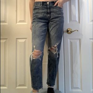 Distressed mom jeans